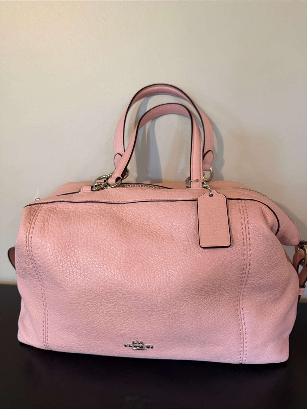 Coach Pebbled Leather Satchel in Pink